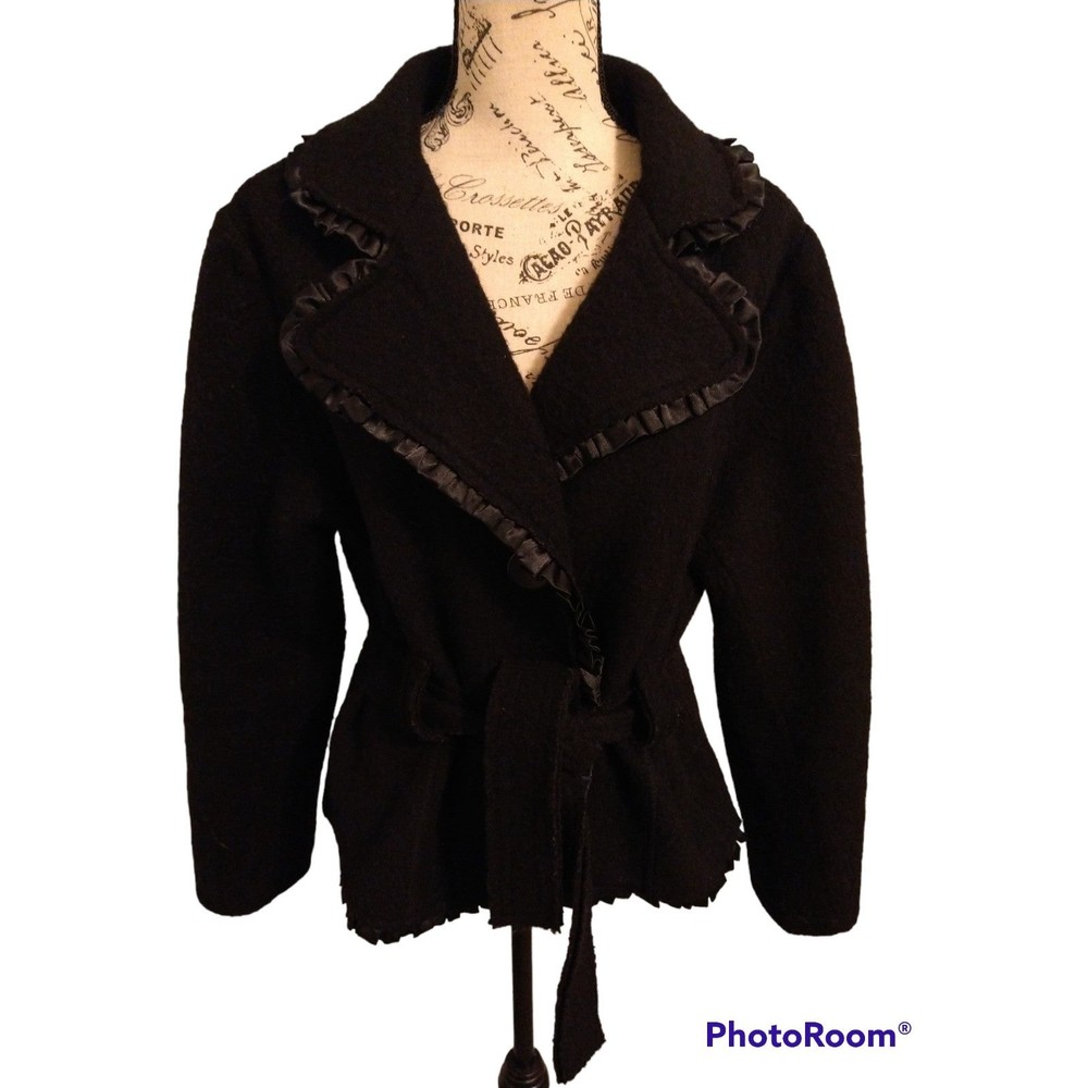 Off limits  wool ruffled jacket black xl Boho Cottage Core Feminine